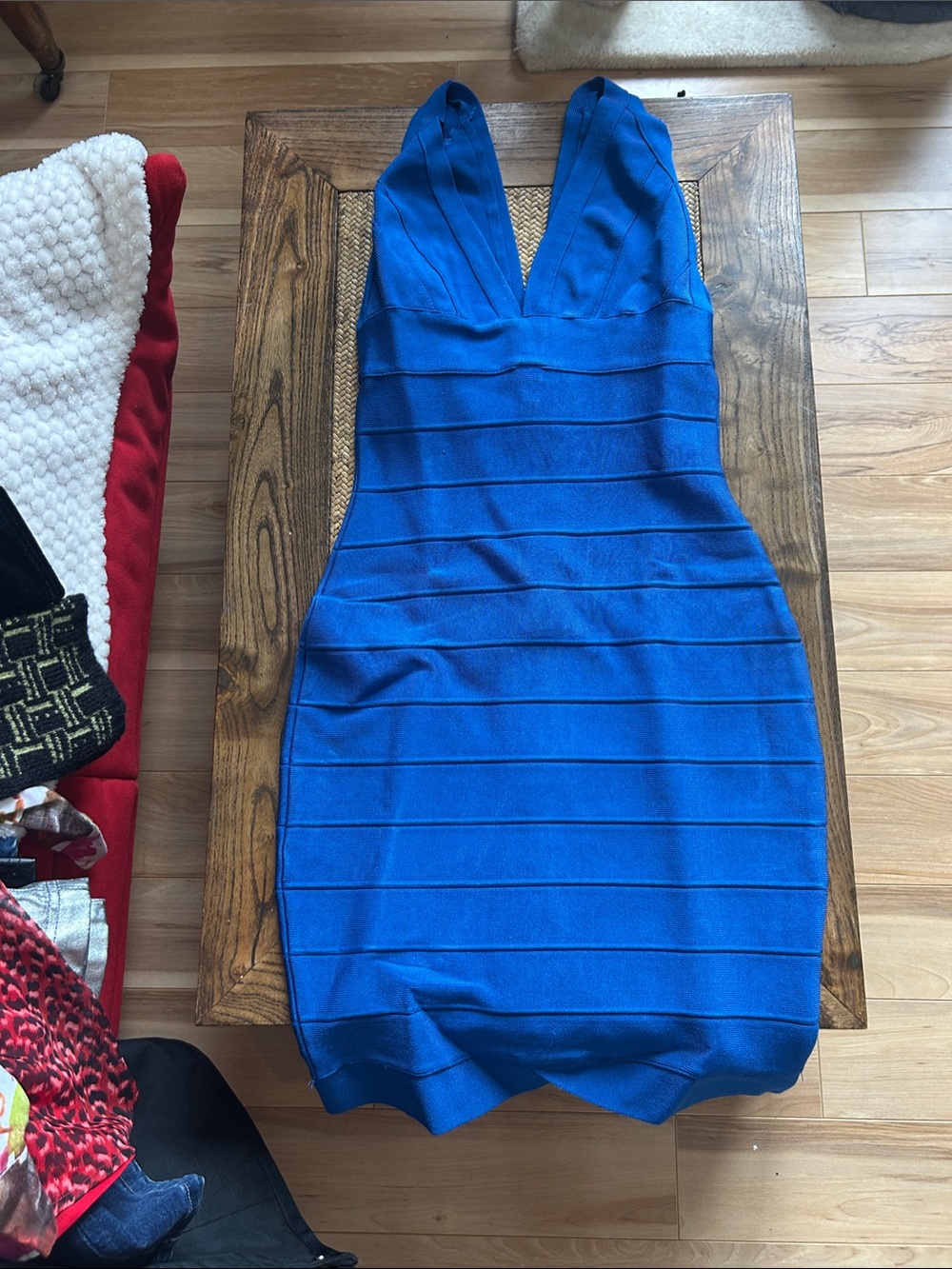 Immitation Herve Leger Electric Blue One-Shoulder Bandage Dress